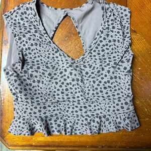Gray Leopard Print Women's Top